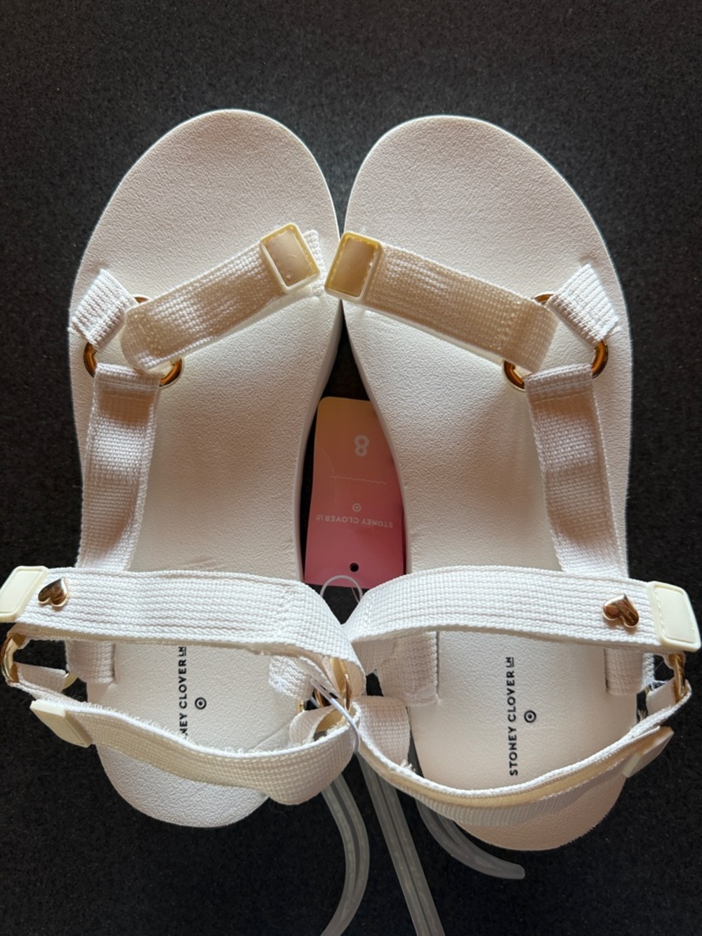 Stoney Clover Lane x Target White Strap Sandals with Gold Accents